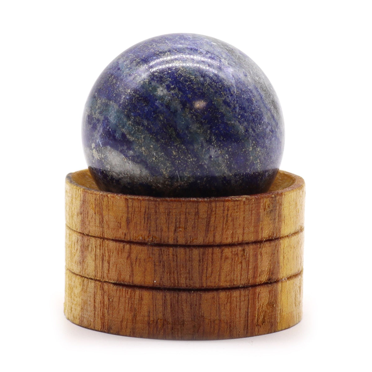 Lapis lazuli bol op houten standaard – 40 mm