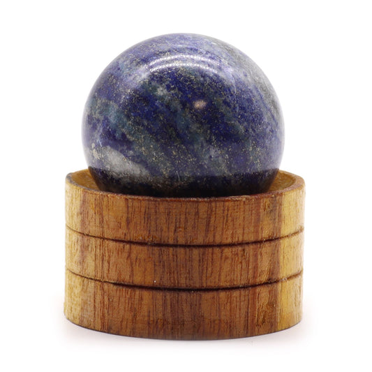 Lapis lazuli bol op houten standaard – 40 mm